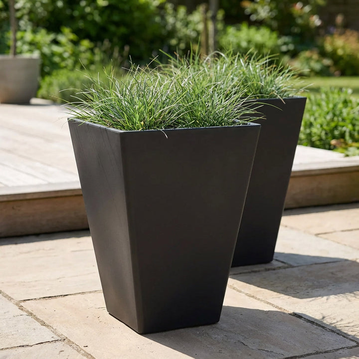 Square Planters with Watering Trays, 2-Pack