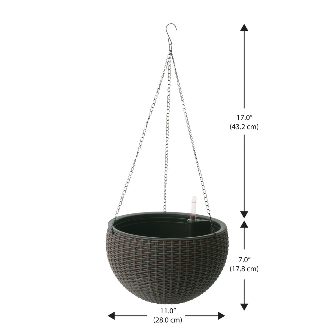Modena Wicker Self-Watering Hanging Basket Planter, 2-Pack