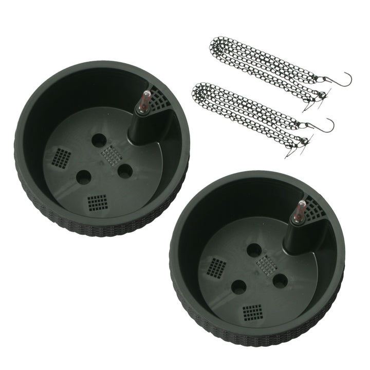 Modena Wicker Self-Watering Hanging Basket Planter, 2-Pack