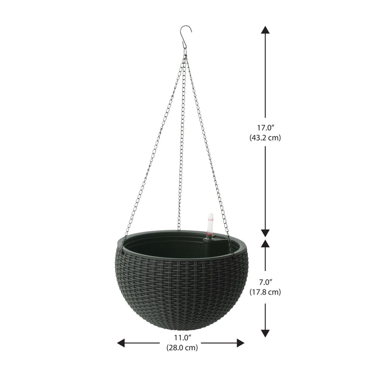 Modena Wicker Self-Watering Hanging Basket Planter, 2-Pack