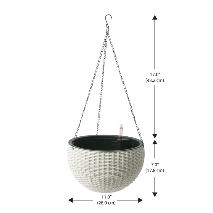 Modena Wicker Self-Watering Hanging Basket Planter, 2-Pack