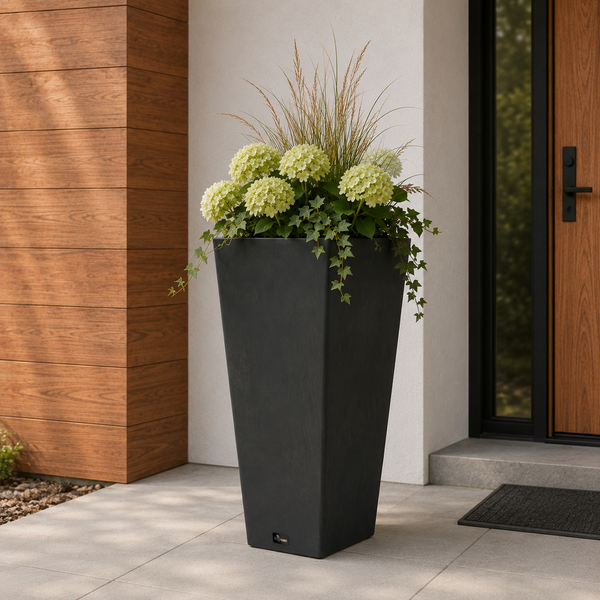 Valencia 24" Square Taper Planter with Watering Tray