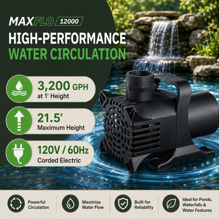 MaxFlo Pond Pump – Submersible Waterfall, Fountain & Water Feature Pump