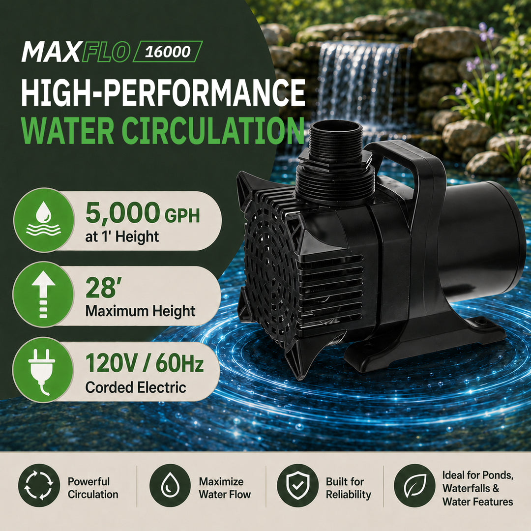 MaxFlo Pond Pump – Submersible Waterfall, Fountain & Water Feature Pump