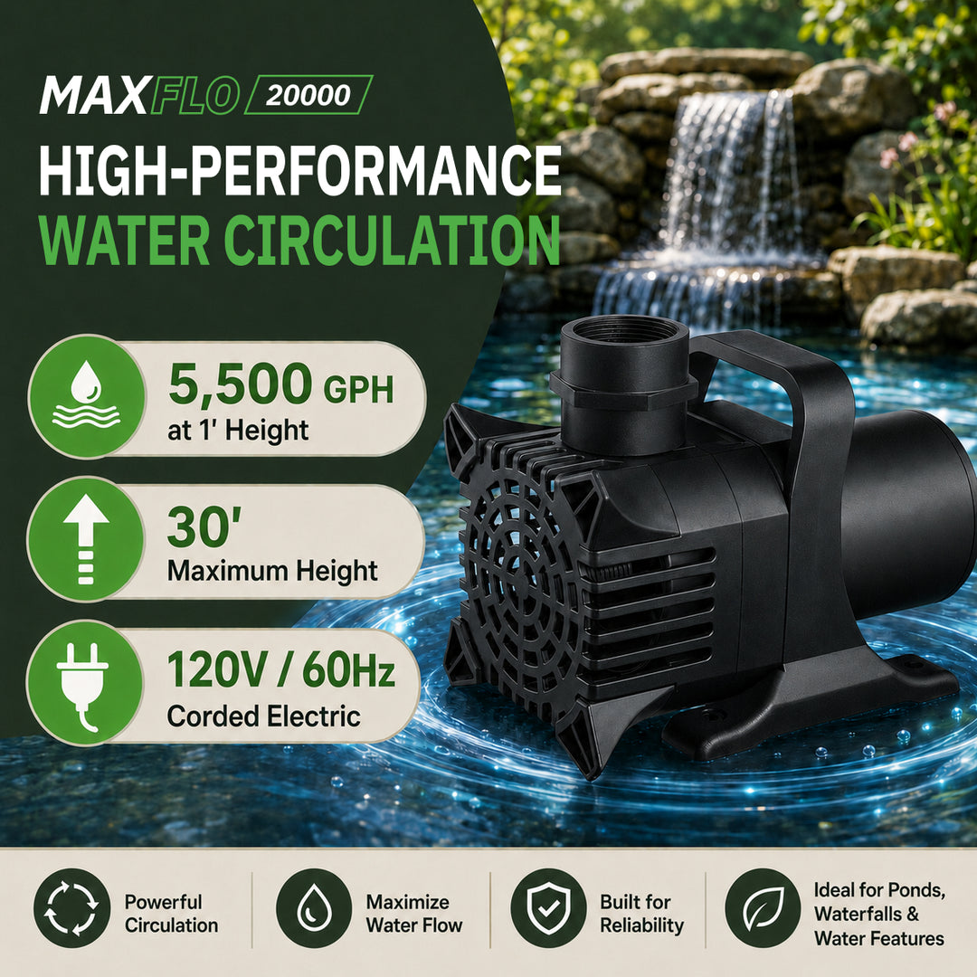 MaxFlo Pond Pump – Submersible Waterfall, Fountain & Water Feature Pump