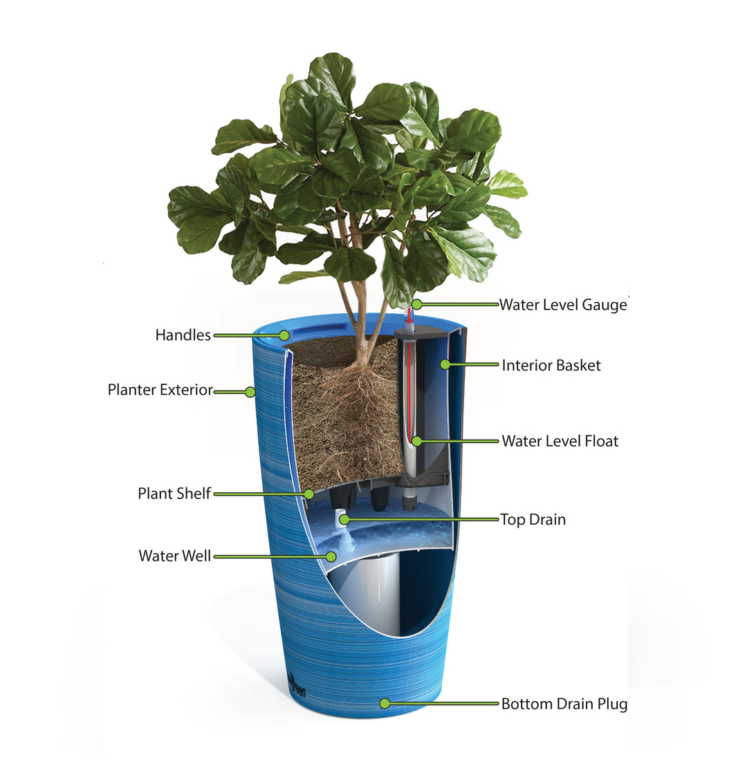 Modena Self-Watering Planter, Round Taper
