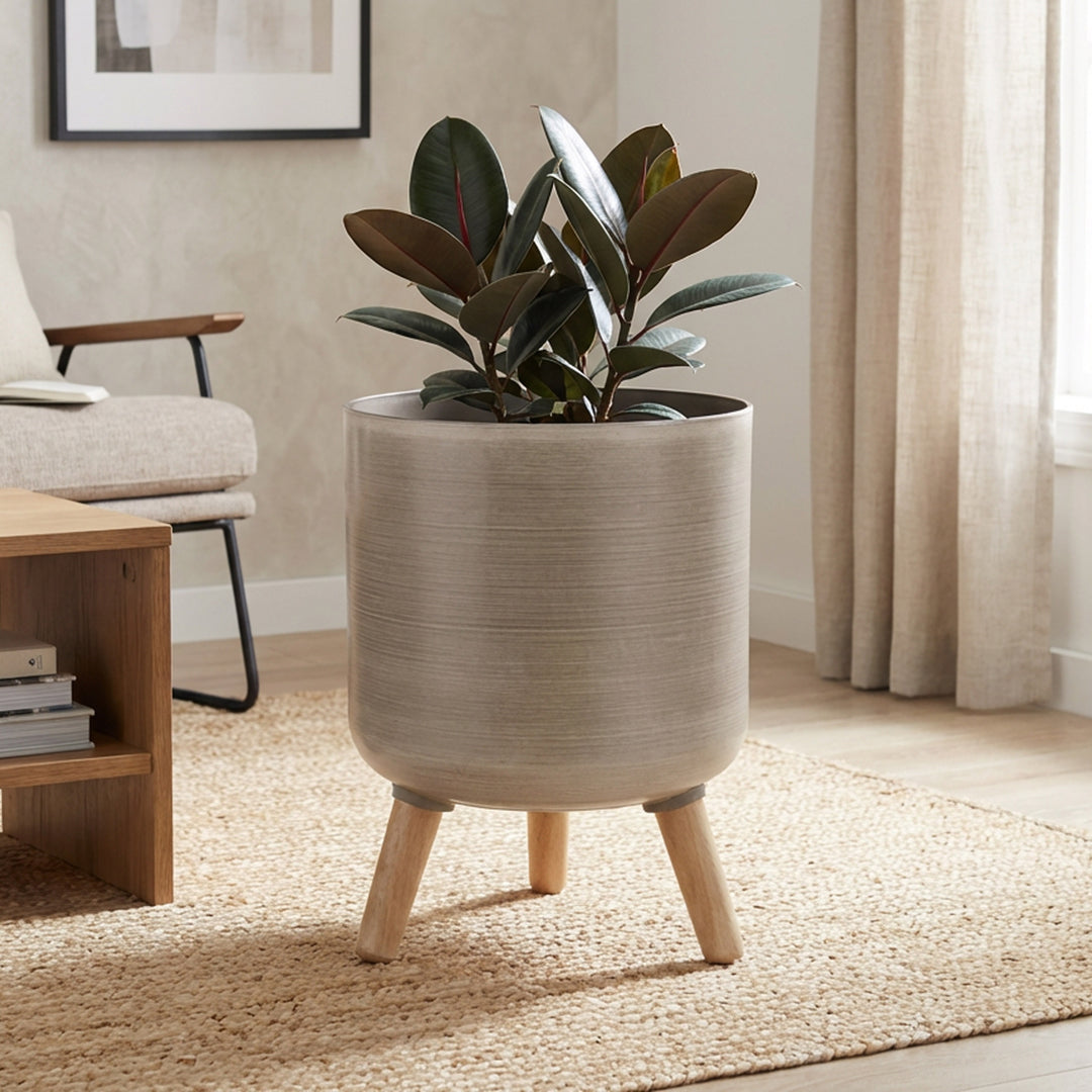 Modena Planter with Stand, Brushed