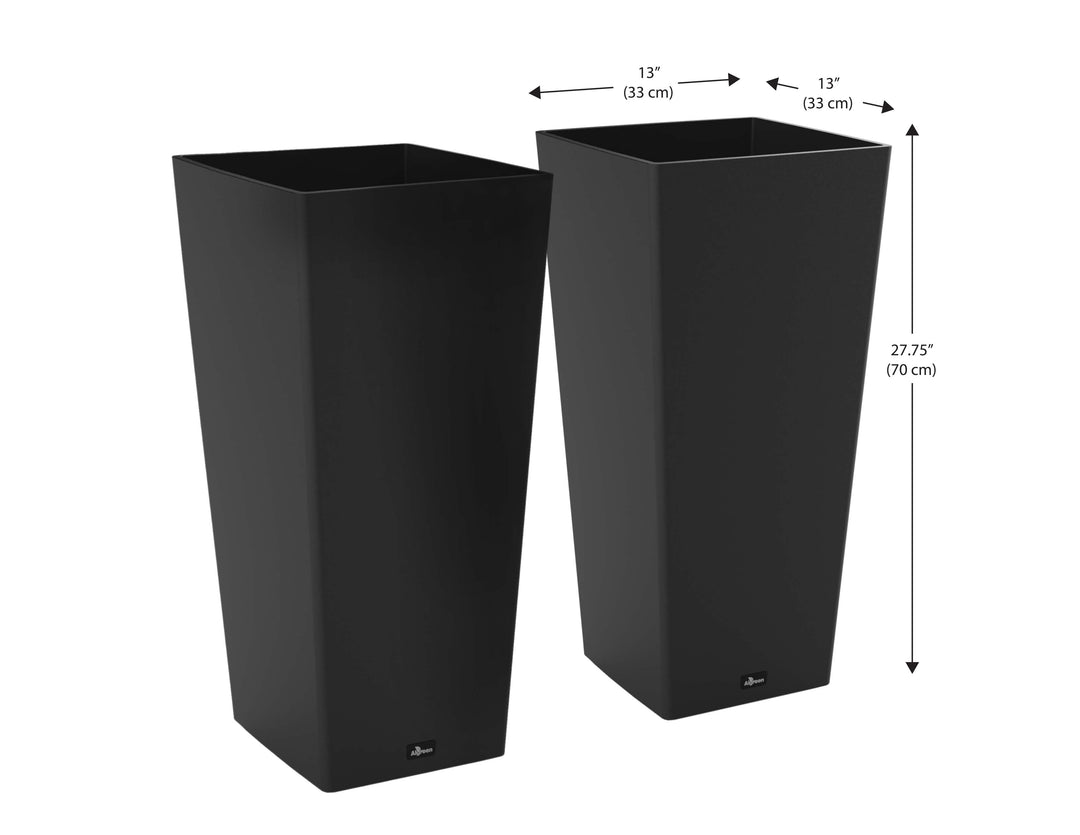 tall black indoor planter Aventis Tall Square Planter with Shelf Insert – Black, 2 Pack