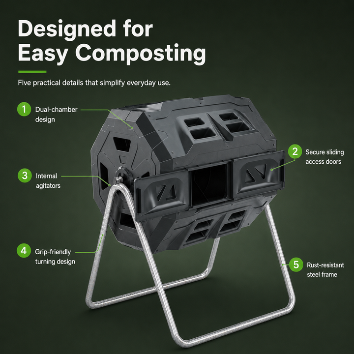 43 Gallon Dual-Batch Tumbling Composter
