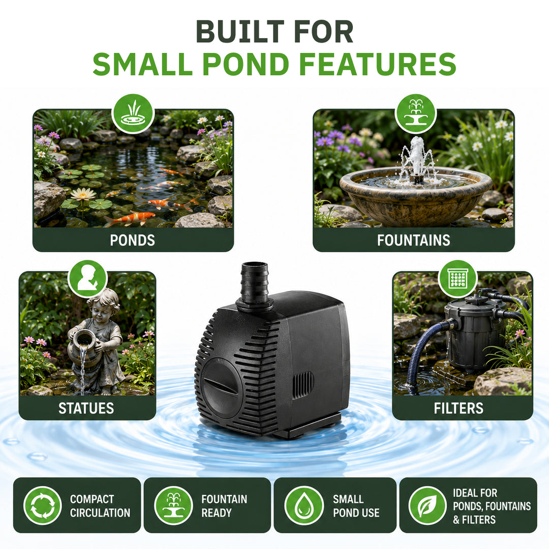 Compact Submersible Pond Pump – Fountain & Water Feature Pump