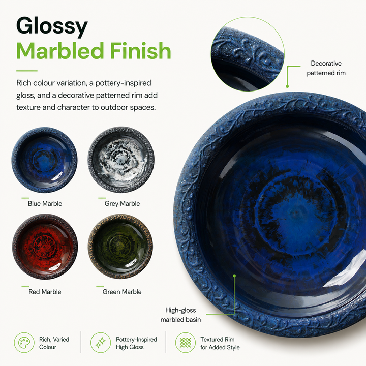 Marbled Glaze Bird Bath