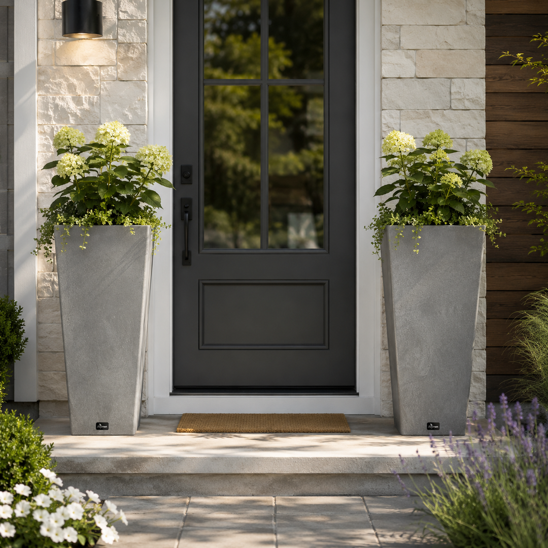 Valencia 24" Square Taper Planter with Watering Tray