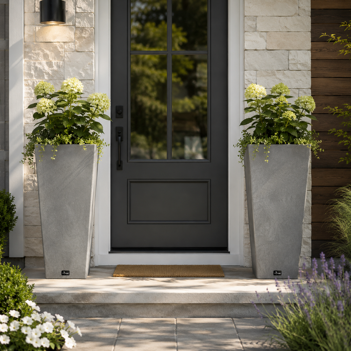 Valencia 24" Square Taper Planter with Watering Tray