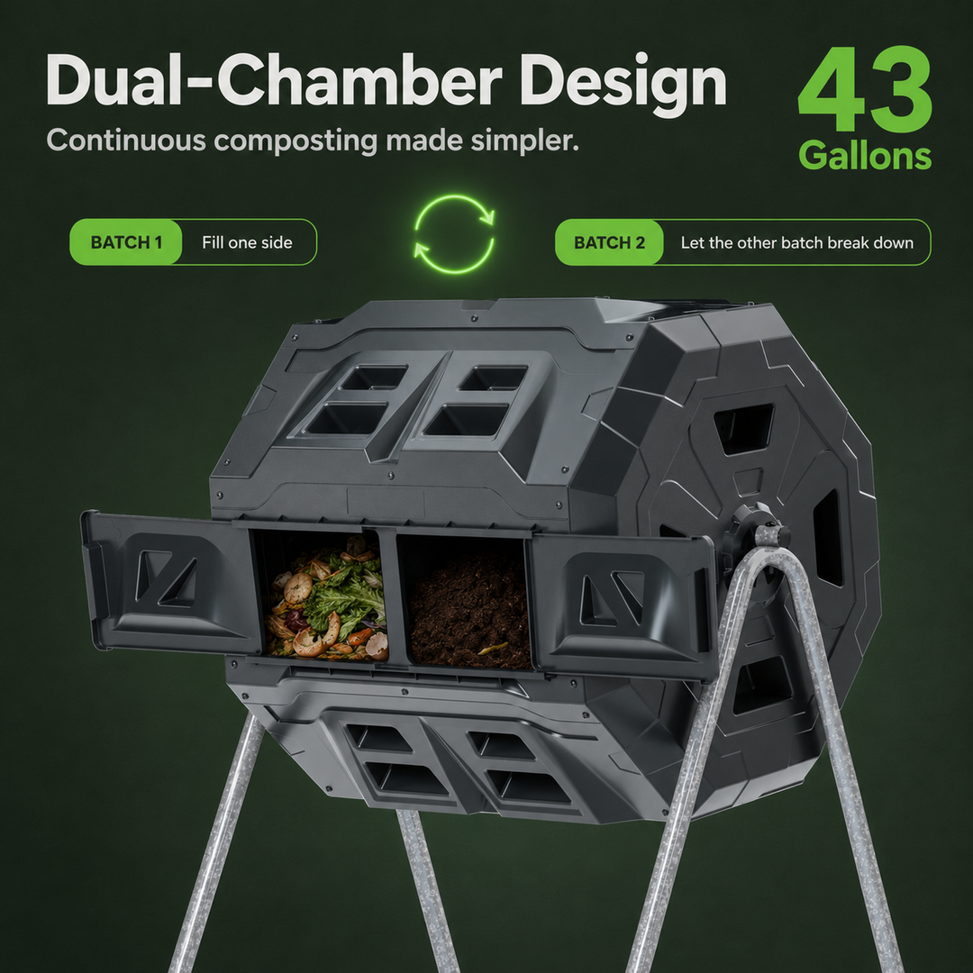 43 Gallon Dual-Batch Tumbling Composter