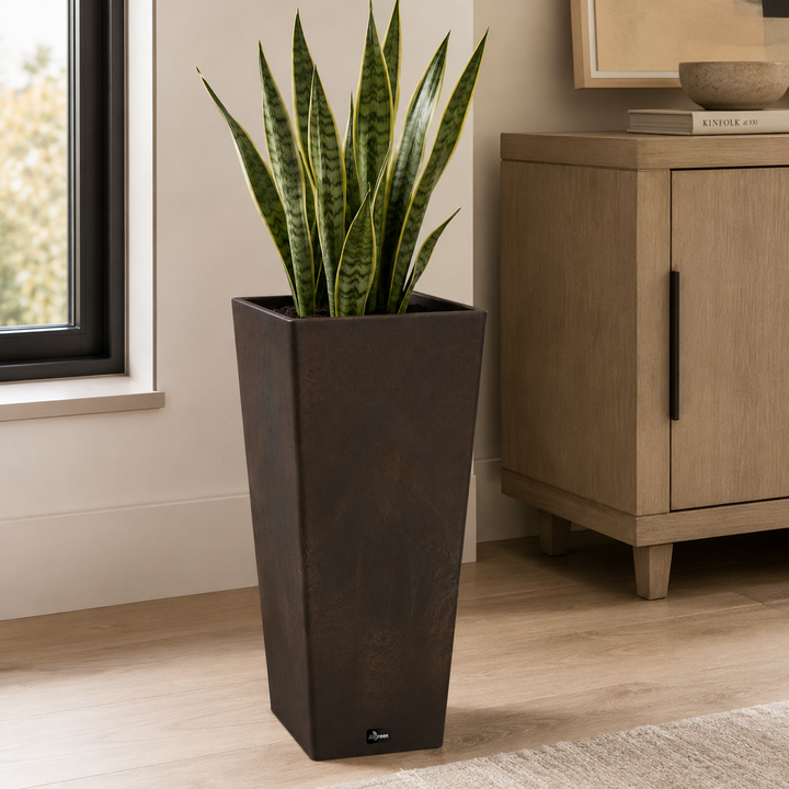 Valencia 24" Square Taper Planter with Watering Tray