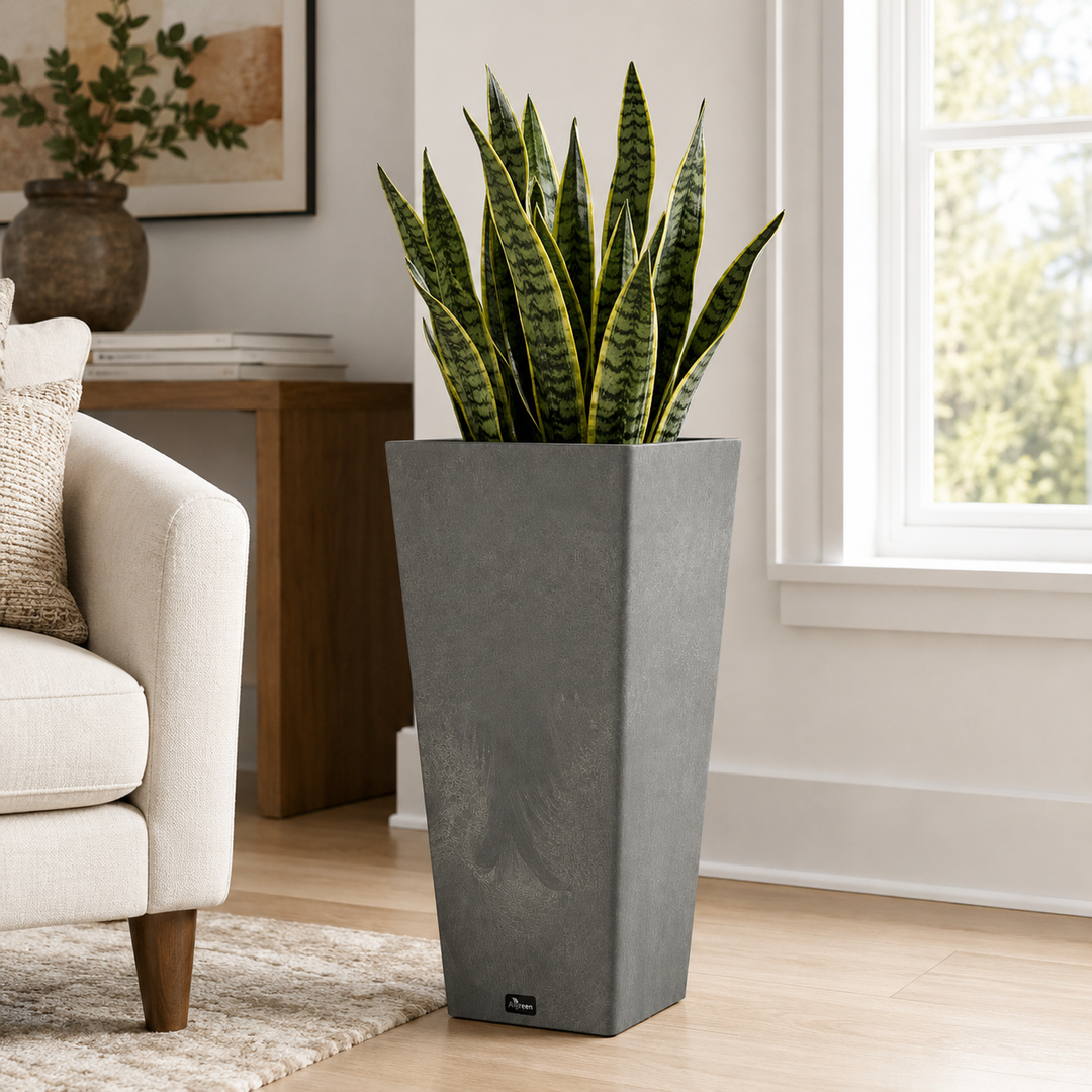 Valencia 24" Square Taper Planter with Watering Tray