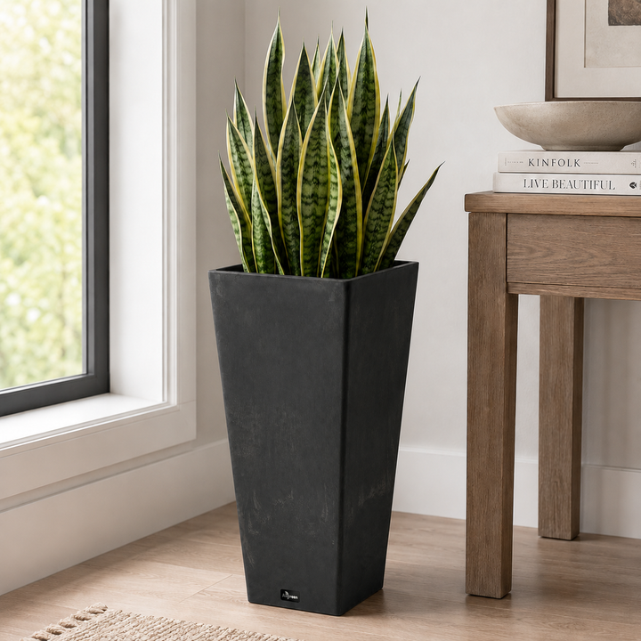 Valencia 24" Square Taper Planter with Watering Tray