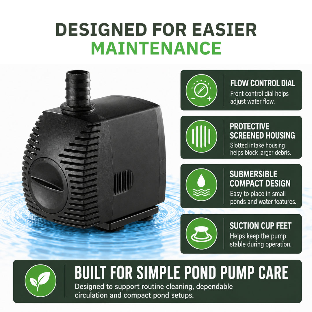 Compact Submersible Pond Pump – Fountain & Water Feature Pump