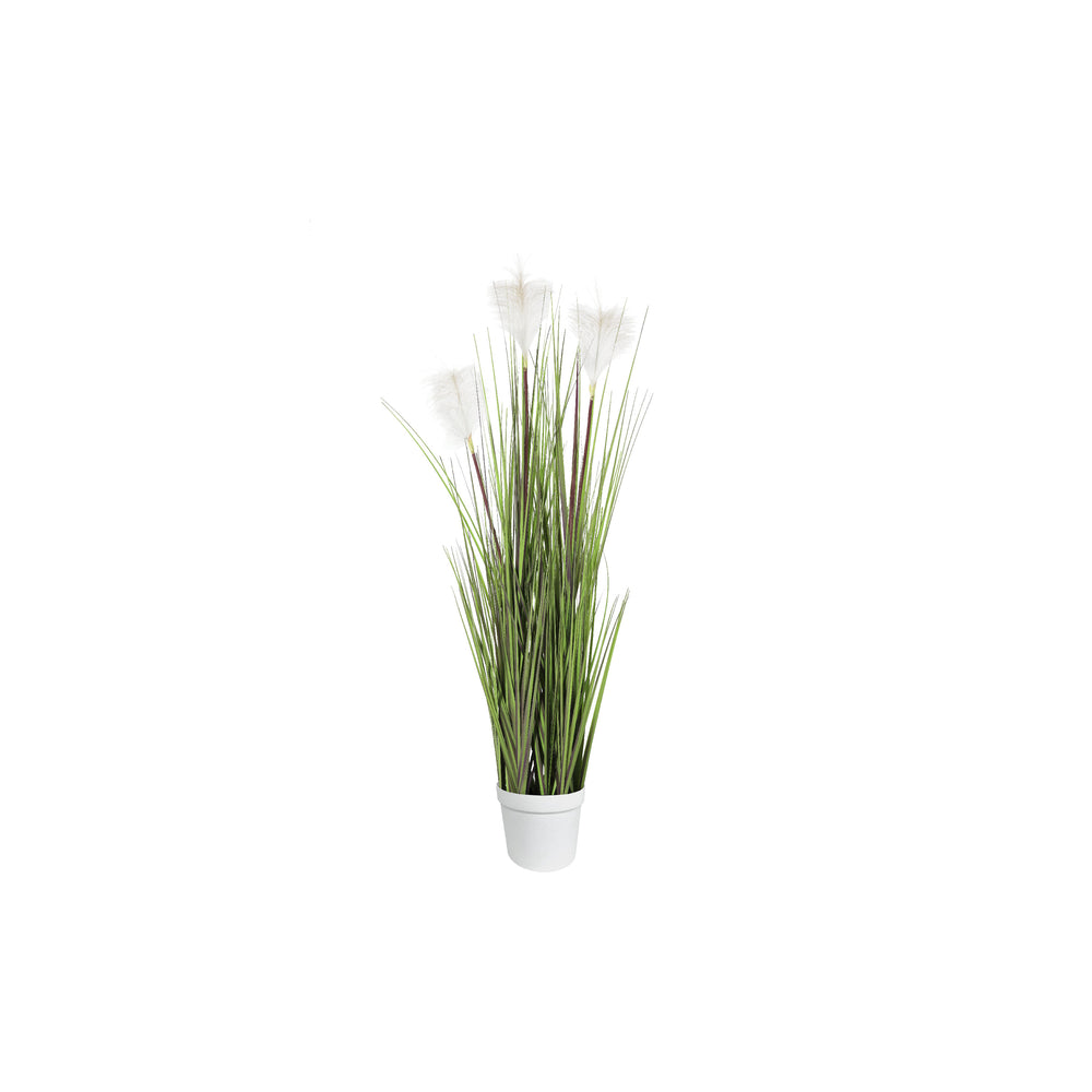 51 inch faux seagrass in white decorative planter with lifelike blades and plumes