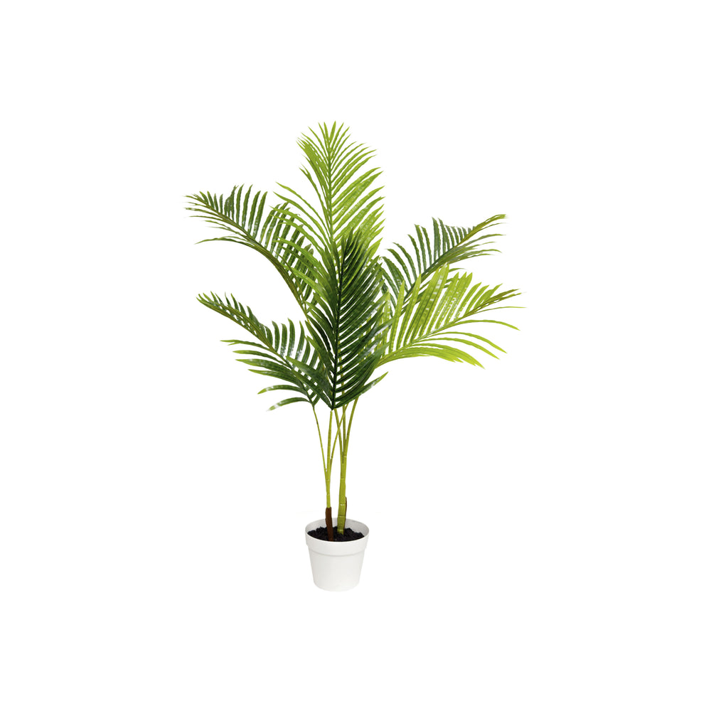 54 inch faux palm tree in white decorative planter with realistic fronds