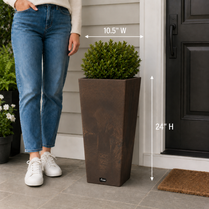 Valencia 24" Square Taper Planter with Watering Tray