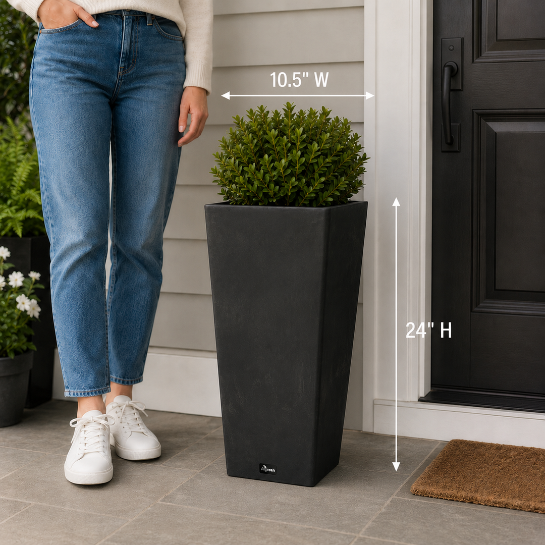 Valencia 24" Square Taper Planter with Watering Tray