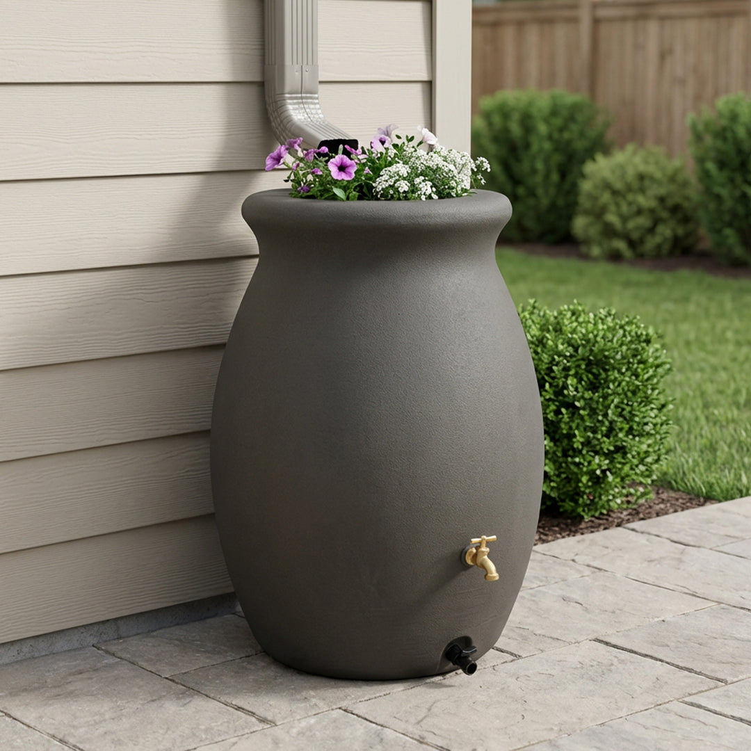 Flat Back Castilla Rain Barrel, 50 Gallon