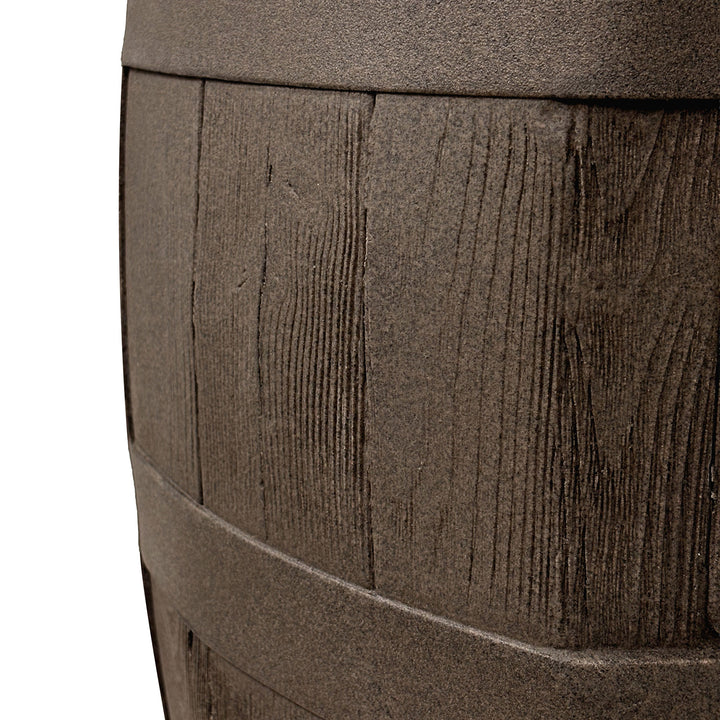 Heritage 50 Gallon Rain Barrel with Handcrafted Wood Detail & Planter Top