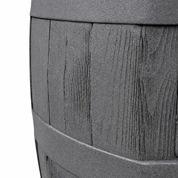 Heritage 50 Gallon Rain Barrel with Handcrafted Wood Detail & Planter Top