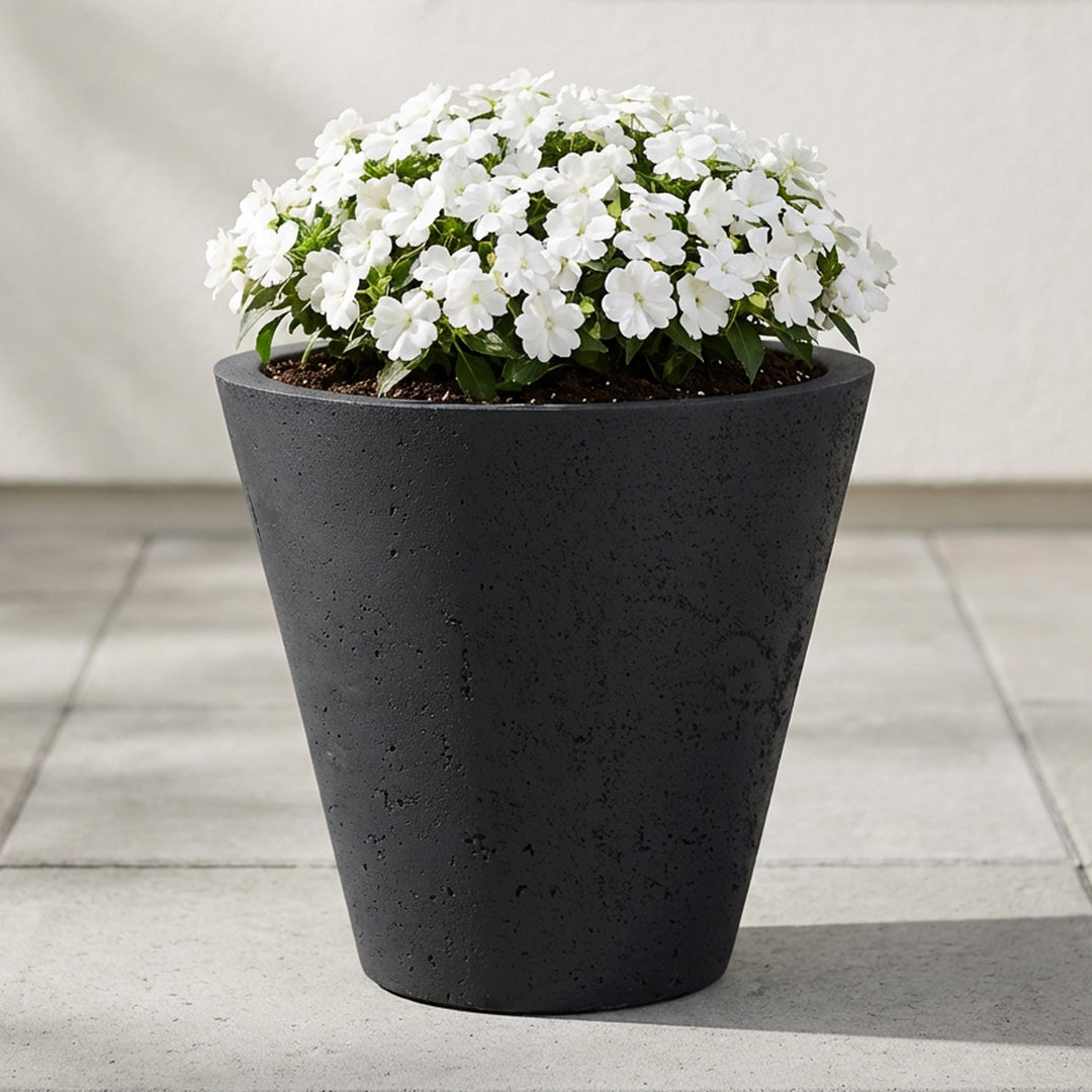round self watering planter Self Watering Planter – Crete Round Concrete Look