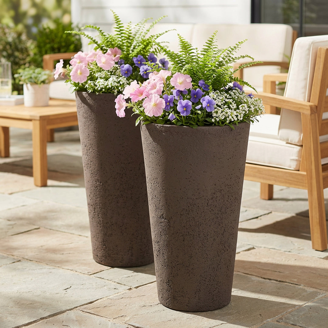 concrete self watering planter Crete Self-Watering Planter, Tall (2-Pack)