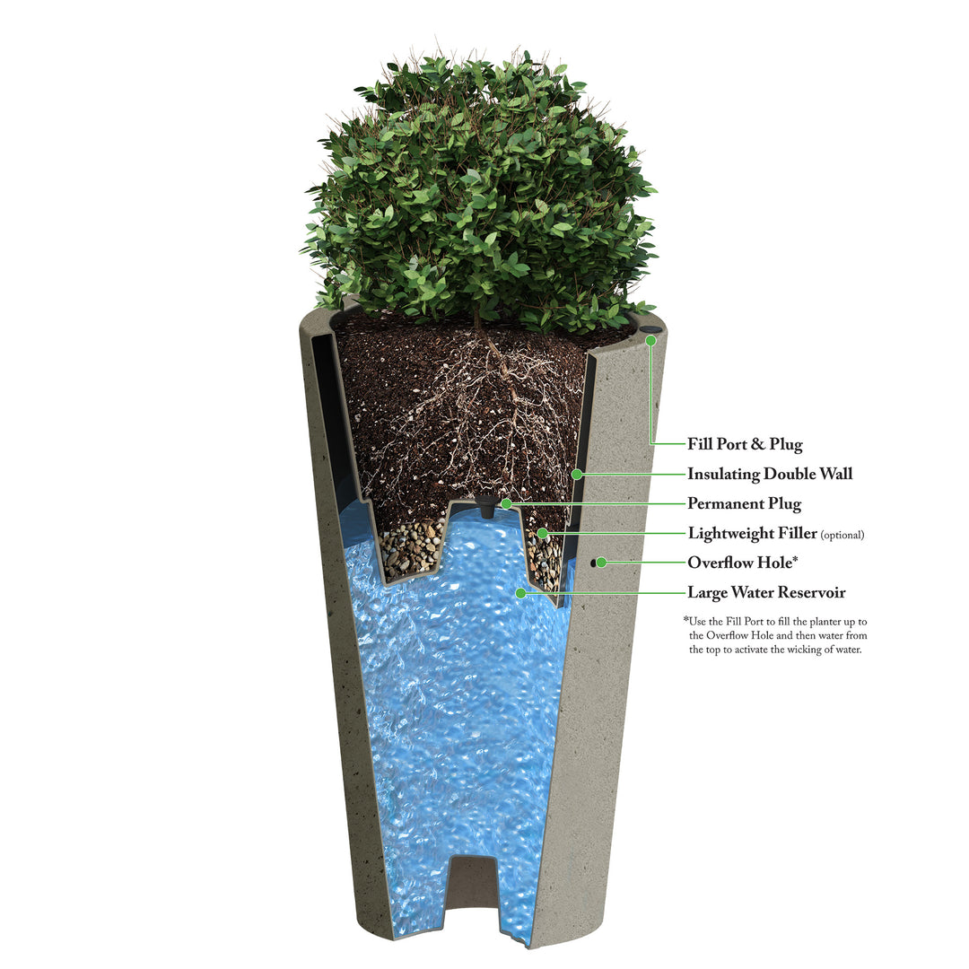 Crete Self-Watering Planter, Tall (2-Pack)