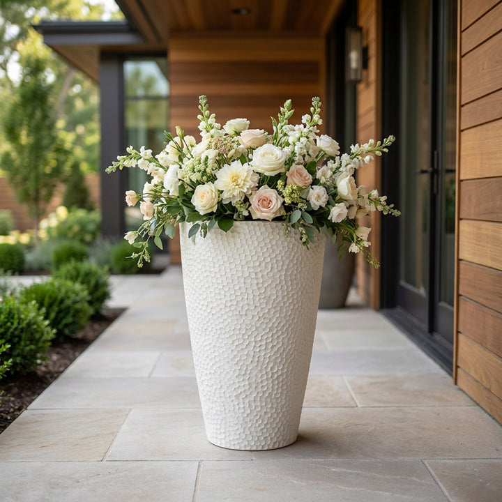 Hammered Texture Indoor/Outdoor Planter – Lightweight Decorative Pot