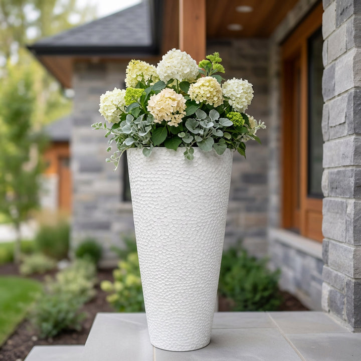 Hammered Texture Indoor/Outdoor Planter – Lightweight Decorative Pot