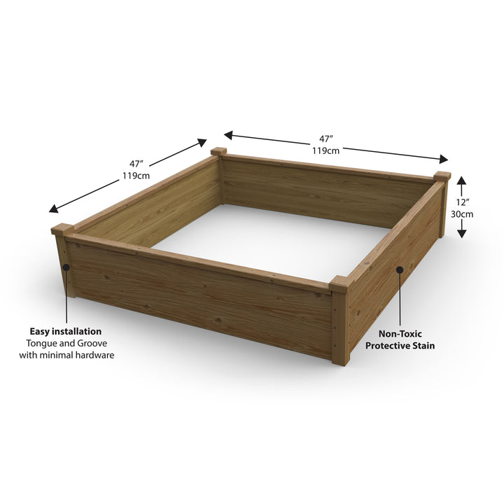 Wood Raised Garden Bed 4x4 ft – 12" Deep, Easy Assembly, Modular Planter Box