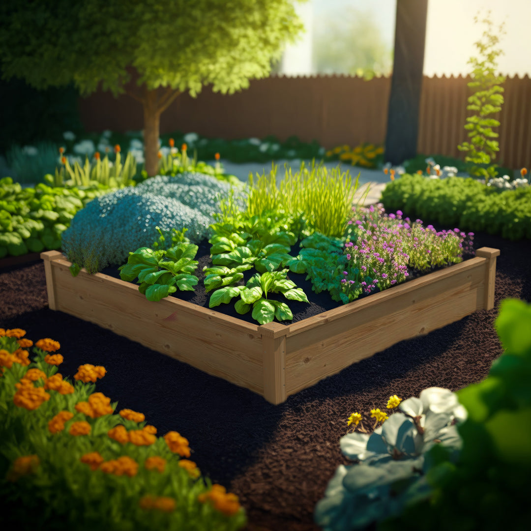 Wood Raised Garden Bed 4x4 ft – 12" Deep, Easy Assembly, Modular Planter Box