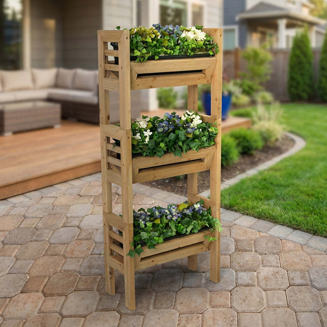 Stack’n Garden 3-Tier Modular Planter – Vertical Wood Garden System
