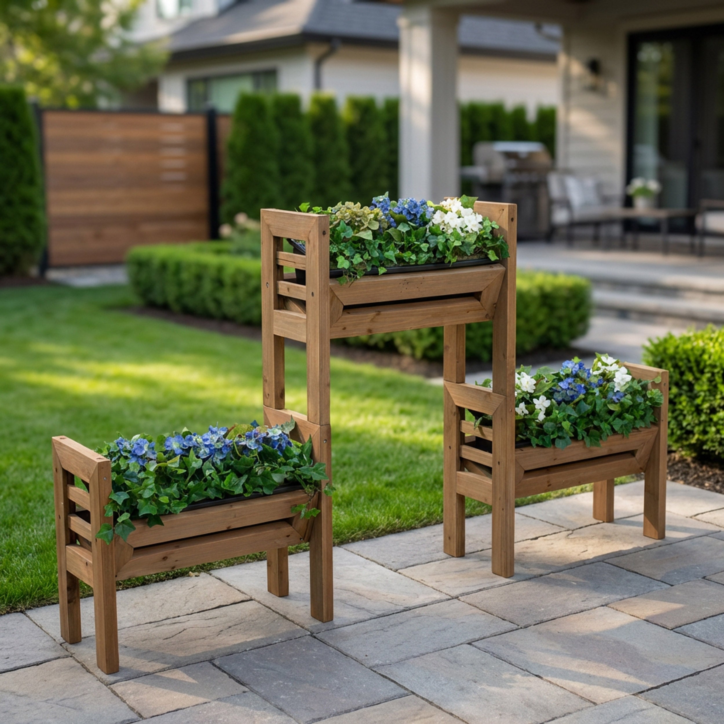 Stack’n Garden 3-Tier Modular Planter – Vertical Wood Garden System ...