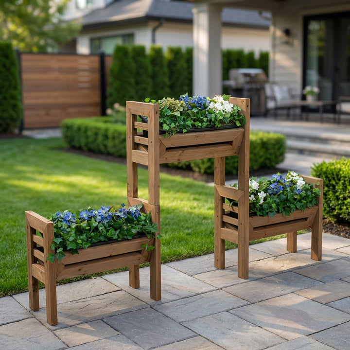 Stack’n Garden 3-Tier Modular Planter – Vertical Wood Garden System
