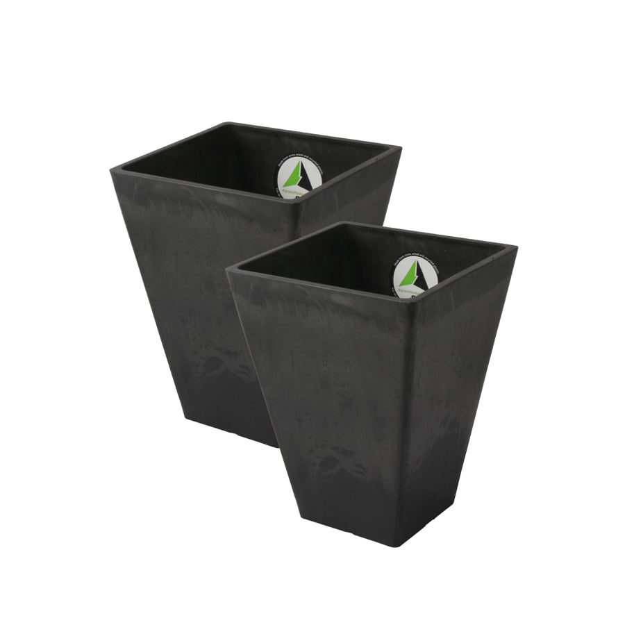 square plastic planter trays Square Planters with Watering Trays, 2-Pack | Valencia Planters