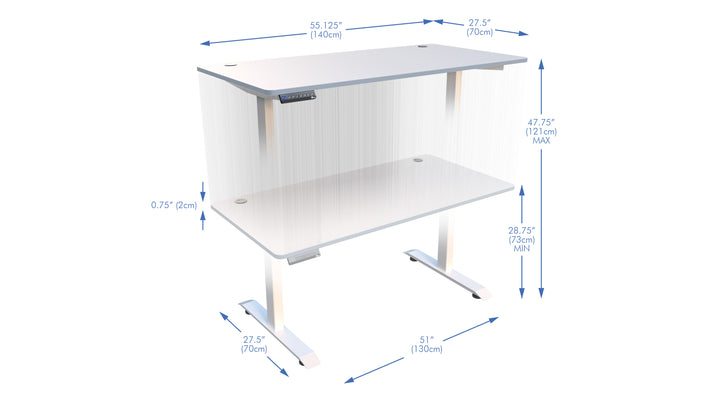 Elevate Electric Standing Desk 55" x 28" - Dual Motor Sit to Stand Desk - Push Button Memory Settings - Solid Top with Heavy Duty Adjustable Steel Legs - Work or Home Office Desk