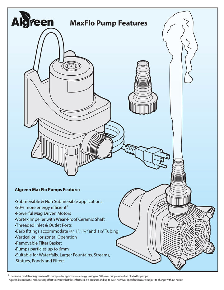 Waterfall Pump Features - MaxFlo5000(1200L)